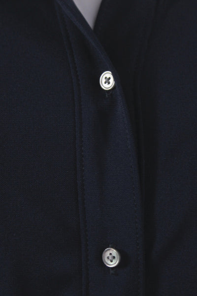 J Crew Womens Dark Blue Collared Shirt Dress Long Sleeve Polyester Size L