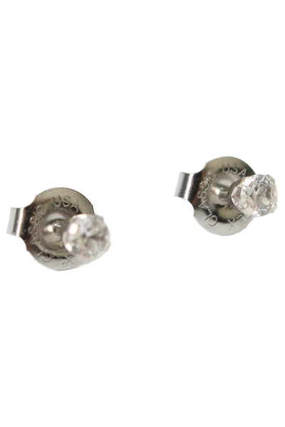 Studex Womens 18K White Gold Cubic Zirconia Piercing Stud Earrings