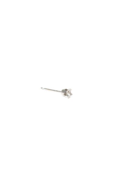 Studex Womens 18K White Gold Cubic Zirconia Piercing Stud Earrings
