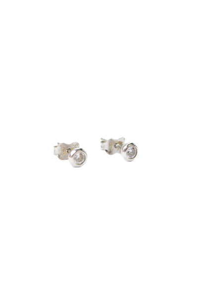 Designer Womens 14K White Gold Cubic Zirconia Bezel Stud Earrings .89g