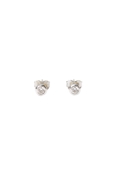 Designer Womens 14K White Gold Cubic Zirconia Bezel Stud Earrings .89g