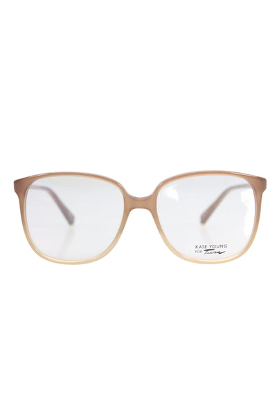 Kate Young Women's Clear Lens Beige Frame Sunglasses