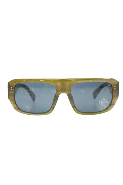 Designer Women's Aquare Frame Blue Lens Sunglasses Green