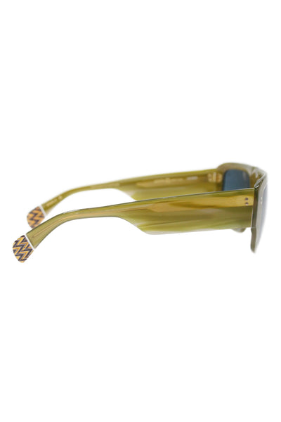 Designer Women's Aquare Frame Blue Lens Sunglasses Green