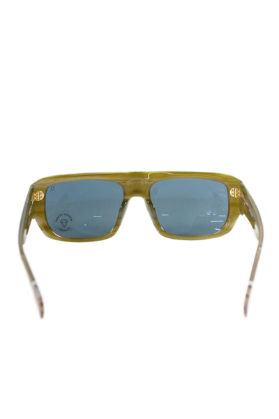 Designer Women's Aquare Frame Blue Lens Sunglasses Green