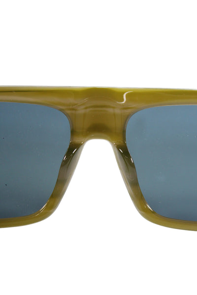 Designer Women's Aquare Frame Blue Lens Sunglasses Green