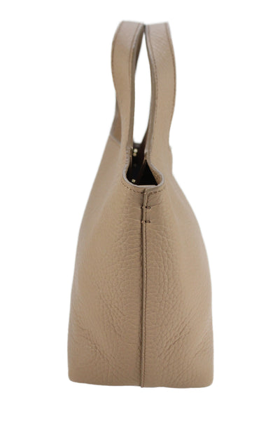 Cuyana Womens Double Handle Grain Leather Mini System Tote Handbag Cappuccino