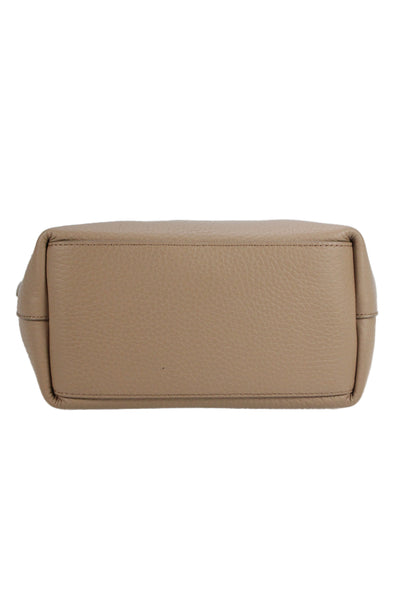 Cuyana Womens Double Handle Grain Leather Mini System Tote Handbag Cappuccino
