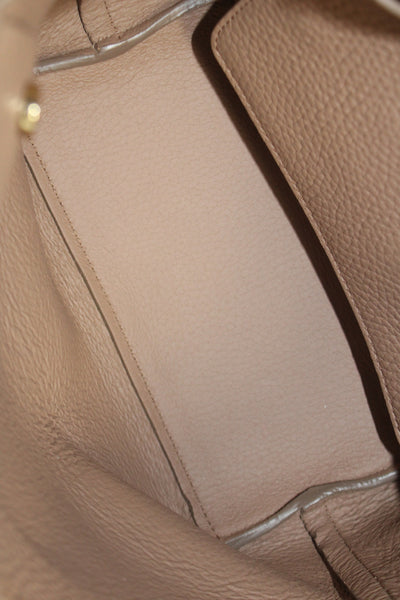 Cuyana Womens Double Handle Grain Leather Mini System Tote Handbag Cappuccino