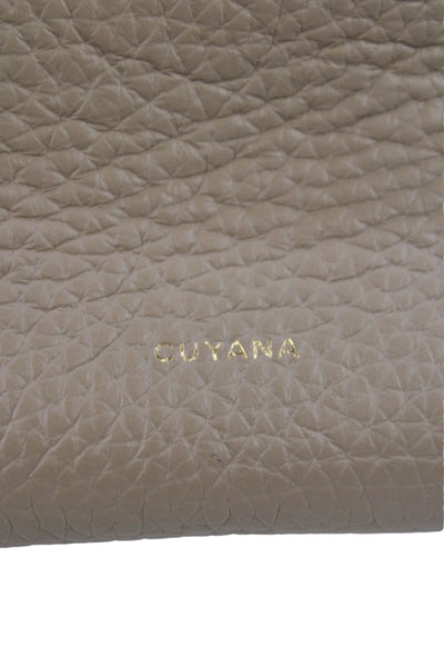 Cuyana Womens Double Handle Grain Leather Mini System Tote Handbag Cappuccino