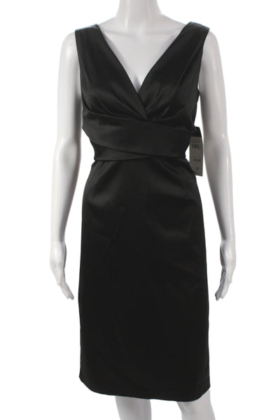 Donna Ricco Women Sheath Dress Black VNeck Sleeveless Knee Length Size 12P