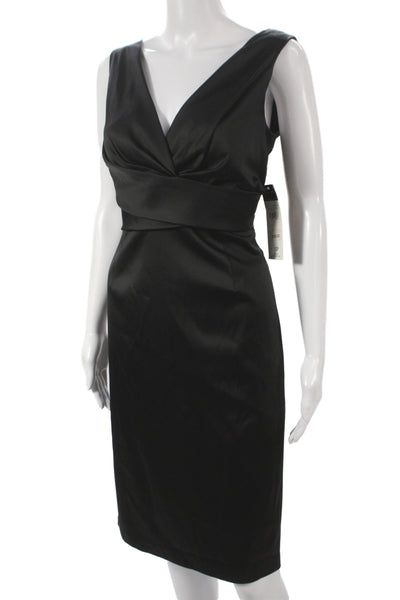 Donna Ricco Women Sheath Dress Black VNeck Sleeveless Knee Length Size 12P