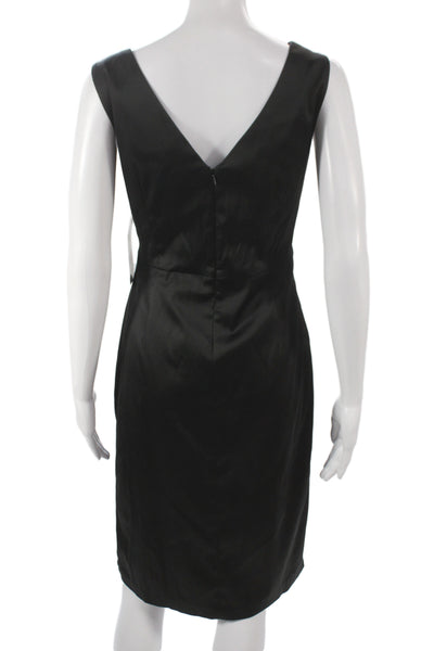 Donna Ricco Women Sheath Dress Black VNeck Sleeveless Knee Length Size 12P