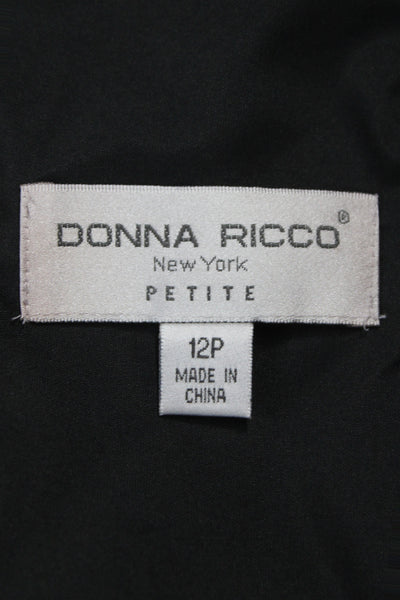 Donna Ricco Women Sheath Dress Black VNeck Sleeveless Knee Length Size 12P