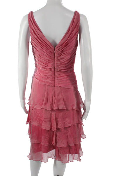 Tadashi Women Wrap Maxi Dress Pink Chiffon V-Neck Sleeveless Size 6