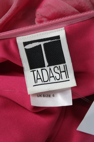 Tadashi Women Wrap Maxi Dress Pink Chiffon V-Neck Sleeveless Size 6
