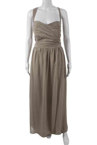 Alfred Angelo Women Maxi Dress Beige Full Length Sleeveless Size 14
