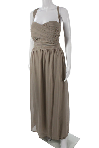 Alfred Angelo Women Maxi Dress Beige Full Length Sleeveless Size 14