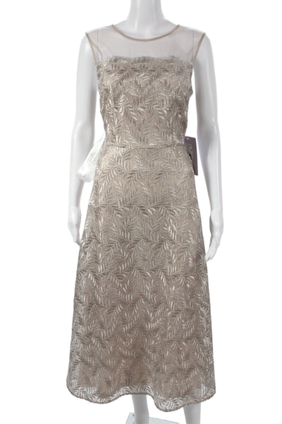 JS Collections Women A-Line Beige Cotton Blend Maxi Dress Size 4