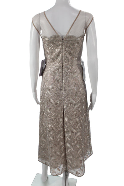 JS Collections Women A-Line Beige Cotton Blend Maxi Dress Size 4