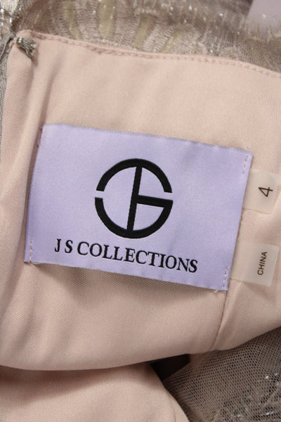 JS Collections Women A-Line Beige Cotton Blend Maxi Dress Size 4
