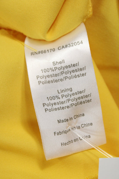 Hutch Womens Maxi Jumpsuit Yellow V-Neck Sleeveless Zip 100% Polyester Size 4