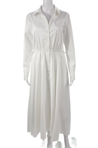 Toccin Womens Maxi Shirt Dress White Collared Long Sleeve Cotton Size S