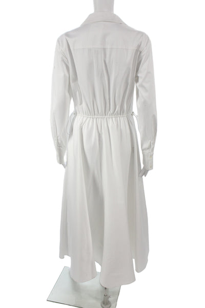 Toccin Womens Maxi Shirt Dress White Collared Long Sleeve Cotton Size S