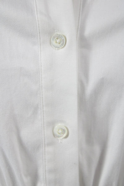 Toccin Womens Maxi Shirt Dress White Collared Long Sleeve Cotton Size S