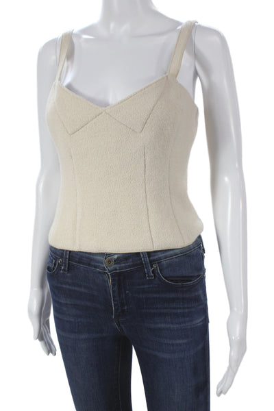 Gianni Bini Women Cropped Camisole Beige Wool Cotton Sequin Zip Sleeveless Size