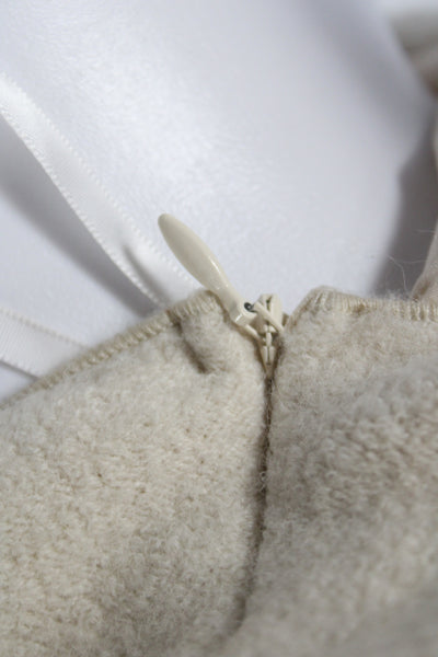 Gianni Bini Women Cropped Camisole Beige Wool Cotton Sequin Zip Sleeveless Size