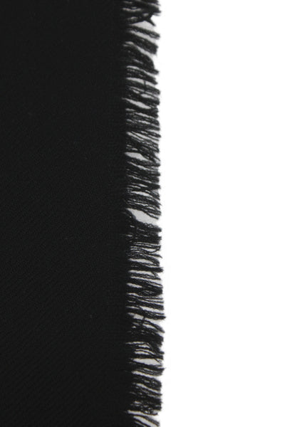 Saint Laurent Womens Fringe Edge Detail Scarf Solid Black Size 66"X50"