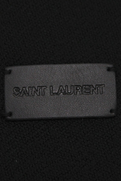 Saint Laurent Womens Fringe Edge Detail Scarf Solid Black Size 66"X50"