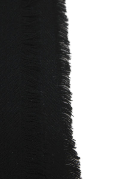 Saint Laurent Womens Fringe Edge Detail Scarf Solid Black Size 62"x44"