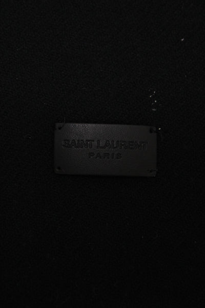 Saint Laurent Womens Fringe Edge Detail Scarf Solid Black Size 62"x44"