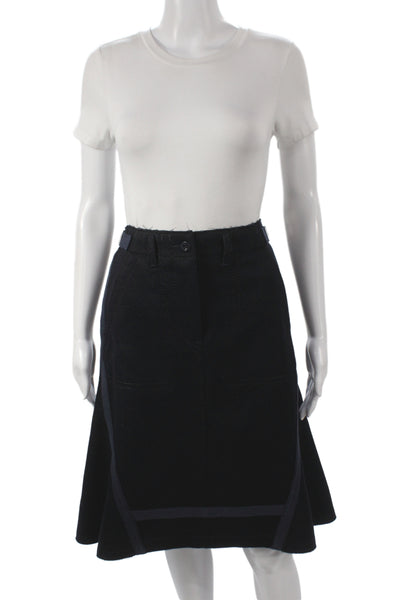 Sacai Womens A-Line Flare Skirt Knee Length Black Solid Cotton Wool Size 1