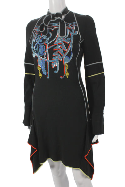 PETER PILOTTO Womens Sweater Dress Black Long Sleeve High Neck Size 8