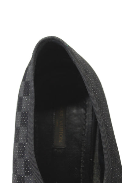 Louis Vuitton Mens Damier Graphite Canvas LV Logo Loafers Black Size 8.5