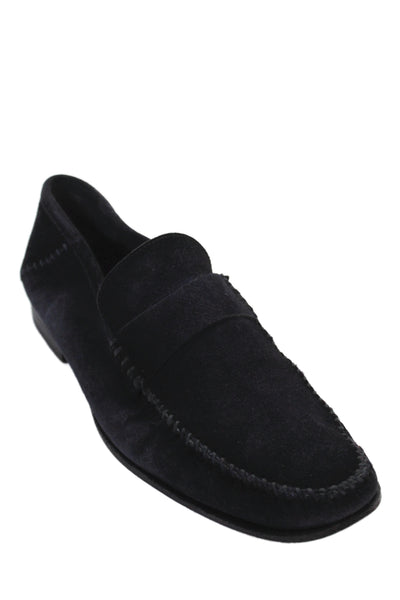 Santoni Mens Suede Slide On Casual Loafers Navy Blue Size 10.5 D