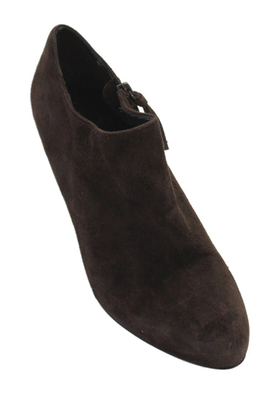 Lauren Ralph Lauren Womens Suede Block Heel Ankle Boots Brown Size 39.5 9.5