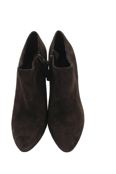 Lauren Ralph Lauren Womens Suede Block Heel Ankle Boots Brown Size 39.5 9.5