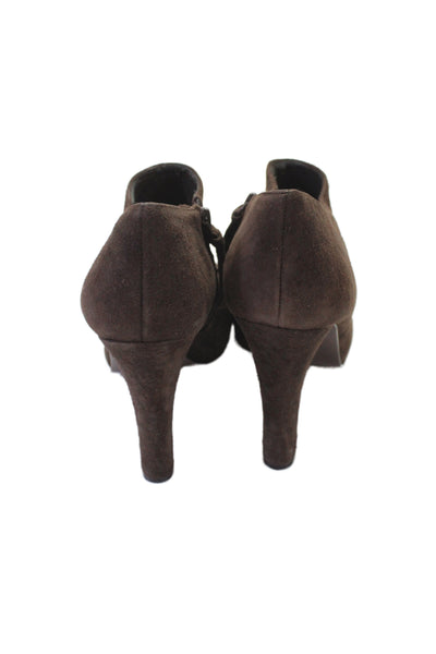 Lauren Ralph Lauren Womens Suede Block Heel Ankle Boots Brown Size 39.5 9.5