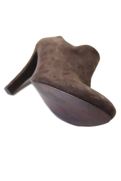 Lauren Ralph Lauren Womens Suede Block Heel Ankle Boots Brown Size 39.5 9.5