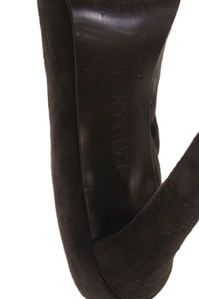 Lauren Ralph Lauren Womens Suede Block Heel Ankle Boots Brown Size 39.5 9.5