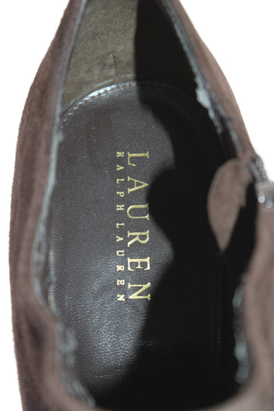 Lauren Ralph Lauren Womens Suede Block Heel Ankle Boots Brown Size 39.5 9.5