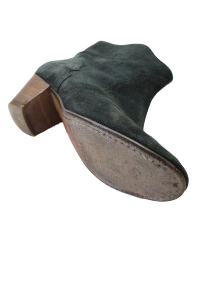 Isabel Marant Etoile Womens Suede Cowboy Ankle Boots Green Size 40 10