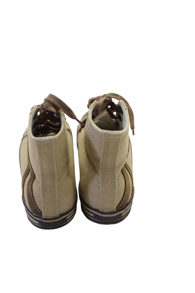 Hogan Womens Canvas High Top Lace Up Sneakers Coffee Beige Size 5