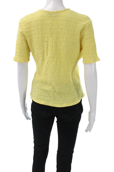 Zara Womens V-Neck Short Sleeve Yellow Top Size L
