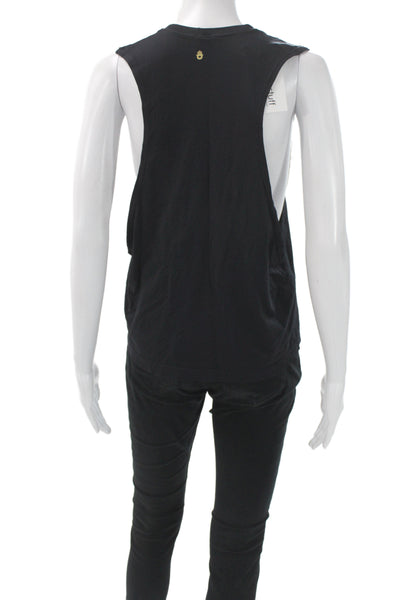 Spiritual Gangster Women Basic Jersey Army Graphic Tank Black Nylon Size M/L