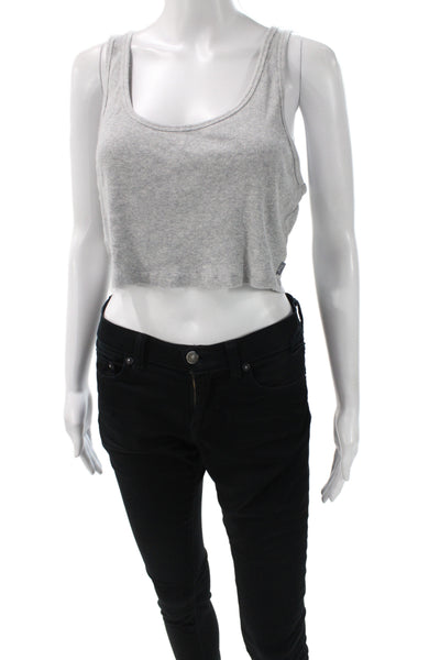 TNA Women Cropped Sleeveless Tank Gray Cotton Blend 90s Size 2XL